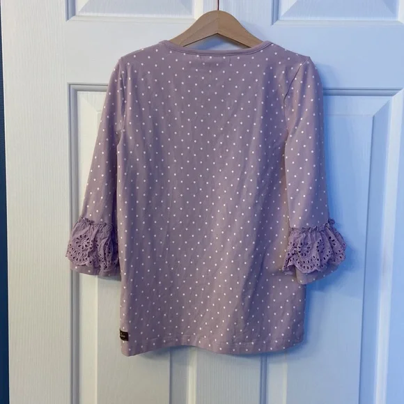 EUC Matilda Jane Purple and White Polka Dot Top - Picture 6 of 11
